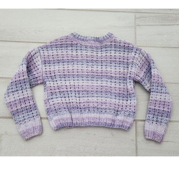 Handmade Girls Size 8 Sweater Jacket Button Purple Knit Crop Waist Long Sleeve - Picture 5 of 8